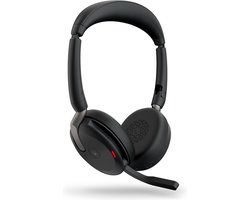 Jabra Evolve2 65 Flex Link380c MS + Ladepad On Ear headset Computer Bluetooth Stereo Zwart Noise Cancelling Headset, Mi