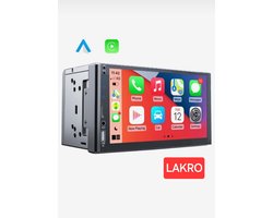 LAKRO Autoradio 2Din Universeel - Apple Carplay & Android Auto (Draadloos) - 7 Inch HD Touchscreen - USB - Bluetooth - Externe Microfoon & Achteruitrijcamera