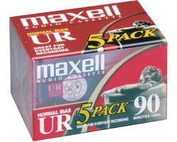 Maxell Normal Bias UR Cassettebandje 90 min. Set van 5 stuks