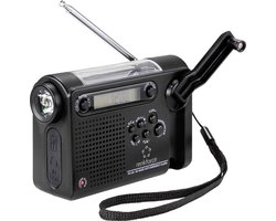 Renkforce RF-CR-200 Transistorradio VHF (FM), Middengolf, Korte golf Noodradio Oplaadbaar, Zonnepaneel, Handslinger, We