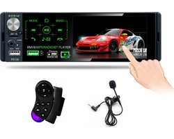 TechU™ T40 Autoradio 1 Din 4.1inch + Afstandsbediening en Stuurwielbediening – Bluetooth – USB – AUX – SD – FM radio – Handsfree bellen – Autoradio met scherm – Stembediening