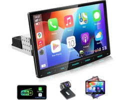 URVOLAX - Android 13 - Single Din autoradio - Draadloze Apple CarPlay/Android auto - DAB+ - 10.1 inch