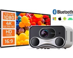 123Beamer® A1 - Projector - Beamer - ( 8K Ondersteuning ) - Full HD - 550 Ansi Lumen Bluetooth - Wifi - Streamen - Android 9.0 en Airplay - Ingebouwde dubbele 10w speaker - 2024 - Smart beamer Vd