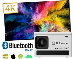 123Beamer® A6 - projector beamer -( 4K ondersteuning ) - thuisbioscoop - Android 10.0 - streamen - ingebouwde speaker - mini beamer - mini projector - 2024