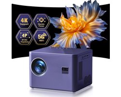 4K LED Mini Projector met Elektrische Focus en Keystone Correctie - 5G WiFi en Bluetooth - 20000 Lumen - Compatibel met TV Stick en Smartphone