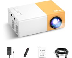 ALLGoods. Draagbare Beamer - Mini Beamer 4K - Projector Scherm – 4K Support – tot 170 Inch – LED Full HD - Home Cinema - Mini Projector - met Afstandsbediening - Wit/Geel