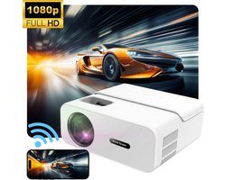 Beamer 10.000 Lumen - 1080P Full HD - Wifi Projector - Streamen vanaf je telefoon - Mini Beamer - Beamers - IOS & Android - Smart - Wit - Vivid Green