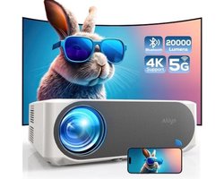 Beamer, full HD, 1080p, 20.000 lumen, 5G wifi, Bluetooth, 4K-ondersteuning, thuisbioscoop, videobeamer, maximaal 300 inch display, projector met stofnet, compatibel met