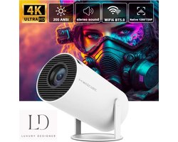 Beamer - WiFi HDMI Bluetooth - 4K Support - 5000 lumen - Android 11 - Mini Projector - Wit