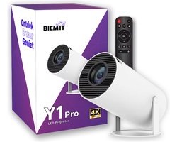 Biem It - Y1 Pro Mini Beamer - Projector - Inclusief HDMI kabel - Wifi 6 & Bluetooth 5.2 - Android 11.0 - Draagbare Beamer - 2024 Model - Verbeterde versie!