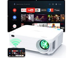 Chesto Beamer Android 9.0 - FULL HD (4K-Ondersteuning) - 10.000 Lumen - Inclusief draagtas - Inclusief 100'' Projectiescherm - Streamen vanaf je telefoon met wifi