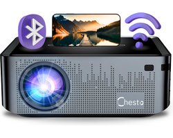 Chesto Beamer Full HD PRO Android 9.0 (8K-Ondersteuning) - 12.000 lumen - Inclusief draagtas - Streamen vanaf je telefoon met wifi - Inclusief gratis 100'' Projectiescherm