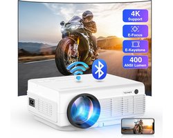 Draagbare Beamer 4K - 16000L - Bluetooth Projector Native 1080P - 5G Wifi - Elektrische Focus & Keystone - Compatibel met TV Stick, Smartphone, Laptop, HDMI, USB