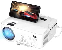 Draagbare Beamer voor Telefoon - 2400 Lumen - Mini Projector 1080P Full HD - 90.000 Uur LED - Compatibel met HDIM/USB/TV/DVD - Wit