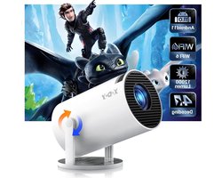 Draagbare mini-beamer - Android 11 HD-projector - 1080p 4K - WiFi6 BT - thuisbioscoop - videoprojector - 180° draaibare standaard - automatische keystone-correctie Beamer