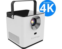 Earkings Beamer Projector 4K Support - Mini Beamer Projector met Android Apps - Draagbare Beamer - Wit