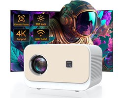 Fuegobird A11 Smart Beamer - 1080P Full HD Projector - Android TV 9.0 - 200 ANSI - Streamen met IOS & Android - Elektrische focus en keystone-correctie - 1GB RAM+8GB ROM - 2.4G/5G WiFi - BT5.0 - Netflix/Prime Video/Youtube - Wit