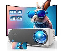 Full HD 1080p 20.000 Lumen 5G Wifi Bluetooth Beamer - Thuisbioscoop Videobeamer - 4K Ondersteuning - Maximaal 300 Inch Display - Projector met Stofnet Beamer