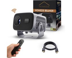 Homezie Beamer | Inclusief HDMI kabel & Afstandsbediening | Scherm Spiegelen | Keystone correctie | 4K support | Projector