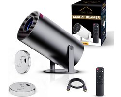 Homezie Beamer | Nu met gratis lens cover! | Streamen vanaf je telefoon | 4K support | WiFi, HDMI, Bluetooth | Android 11.0 | Projector | Mini beamer