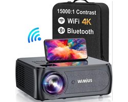 Kibus 4K Full HD Beamer - Projector - 4D Keystone - 5G WiFi - 300 inch - 10.000 Lumen - Thuisbioscoop - 360 graden flip functie - Inclusief draagtas