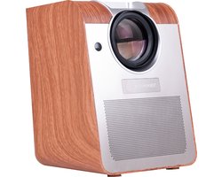 Knikker Mini Beamer Smartphone Wifi Bluetooth - Mini Projector Full HD 1080p met Android 9 - Walnut