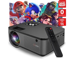 Lumbit® Beamer - Full HD 5G - 9500 Lumen - Streamen Vanaf Je Telefoon Met WiFi - Mini Beamer - Projector Draagbaar - Bluetooth - Compatibel met HDMI- USB- WiFi- Laptop- iOS & Android