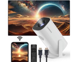 Lumenix® S2 Mini Beamer - 4K Beeldkwaliteit - Incl. HDMI Kabel - Android 11.0 - Home Cinema - Streamen vanaf je Telefoon - Screen mirroring - Voor iOS en Android - Wit