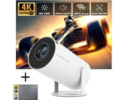 Magcubic mini beamer - Beamer - projector - Beamer Met Projectorscherm - Projectiescherm - 4K Resolutie - Home Cinema - Outdoor & Indoor Projector - 1280x720dpi - LED - Android 11 & IOS- Wifi & Bluetooth 5.0 - Wit