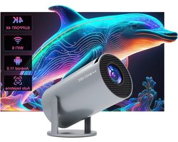 Mini-beamer Auto Keystone 4K/200 ANSI projector met wifi 6 BT 5.0 - Draagbaar, 130 inch scherm, 180 graden rotatie - Geïntegreerd Android-besturingssysteem 11.0 Beamer