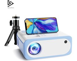 Mini Beamer - Film Projector met Bluetooth - Draagbare Beamer - 4K Kwaliteit - Wit met Blauw