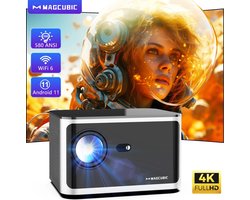 Mini Beamer HY350 pro - 580 ANSI - Android 11 - 4K Smart Projector - 8K Decoding - 1920*1080P Full HD - Wifi6 - BT5.0 - Zwart - Grijs - Thuis Bioscoop - Voice Control Home Cinema Theater