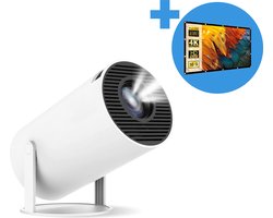 Mini Beamer - met Projectiescherm 120 inch (266 cm) - 4K Beeldkwaliteit - Android 11.0 - Projector Scherm - WIFI 6 & Bluetooth 5.2 - 200 ANSI - FULL HD - Home Cinema - 2024 Model - Beamerscherm - Proun