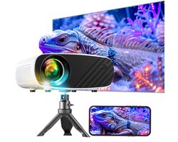 Mini Beamer met Statief - 4K Beeldkwaliteit - Android 9.0 - Projector Scherm - WIFI 6 & Bluetooth 5.1 - 6000 ANSI - FULL HD - Home Cinema - 2024 Model - Proun