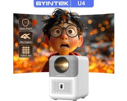 Mini projector - 4K - beamer - Android - Stream vanaf telefoon - Wifi 6 - Bluetooth - Tot 200 inch - 300 ANSI Lumen - 3000:1 contrast - Stereo speakers - HDMI - USB - 3.5mm mini jack