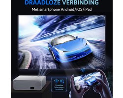 Mini Projector - Draagbaar Mini Beamer - Full HD 1920 X 1080 - 6000 lumen - 5000:1 Contrast - Met Ingebouwde Stereo Luidsprekers - Wifi, Bluetooth - TV Stick, TV Box, HDMI, USB, TF/SD Kaart, VGA, AV - 15,5 x 21 x 7 cm - Wit