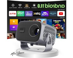 Mrs. Jones 360° draaibare mini-beamer 1080p Android 11.0 wandprojector met luidspreker Netflix auto-focus 2 + 16 GB tv-beamer bluetooth - krachtige projectie .