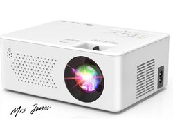 Mrs. Jones Mini Beamer Mini Bluetooth Projector Full HD 1080P Draagbare Outdoor Film Projector voor iOS Android Windows Compatibel met TV Stick-HDMI-USB [Incl. Afstandsbediening] .