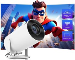 Mrs. Jones Mini draagbare projector automatische trapeziumcorrectie slimme 4 k 200 ANSI wifi 24 G/5 G 180 graden rotatie rond ontwerp met hoge resolutie Beamer .