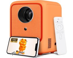 Mrs. Jones Mini Heyup Boxe Lite beamer 1080p/10000L beamer BT5.0 met Android OS 120 inch scherm compatibel met iOS projector voor smartphone/laptop/tv-stick oranje - Auto Focus - Keystone .