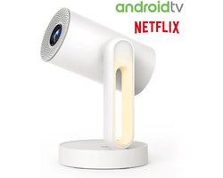 [Netflix & Android TV Certifie] ETOE Starfish Projector, Android TV 11.0, Dolby Digital, Touch Night Light, 140° Rotatie, 300 ANSI, 4K Decodering, Automatische Keystone Correctie, Ingebouwde Chromecast, 5W Luidspreker