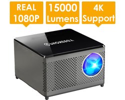 Phonergy Optimo- Beamer- 4K ondersteuning - Projector- 2024 - 15000 Lumen- Wifi- Bluetooth- HDMI- Zwart