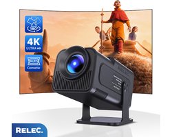 Relec Mini Beamer | Inclusief HDMI kabel & Afstandsbediening | WiFi, HDMI, BT 5.0 | 4K support | Ingebouwd Android 11 systeem | Projector | Metallic Black