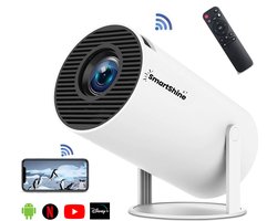 SmartShine Pro X - Mini Beamer - Home Cinema - Projector - 2024 - Wifi 6 & Bluetooth 5.0 - Android 12.0 - Beamerscherm streamen - Wit