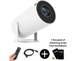 Smileboost® Draagbare Beamer inclusief HDMI kabel verstelbare mini Projector - Beamer met WiFi - Bluetooth met afstandsbediening - 180° Graden 4K resolutie