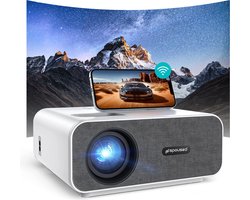 Spoused Beamer - Full-HD - 10.000 Lumen - Streamen Vanaf Je Telefoon Met WiFi - Mini Beamer - Wit