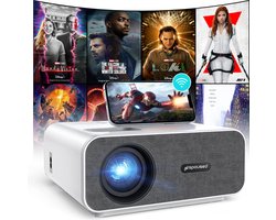 Spoused Beamer - Full-HD - 12.000 Lumen - Streamen Vanaf Je Telefoon Met WiFi - Mini Beamer - Wit