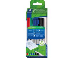 Staedtler Lumocolor 316 OHP-marker, non-permanent, fijn, assorti, etui van 6 stuks