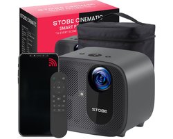 STOBE® CINEMATIC Beamer - Met ingebouwde App store - 250ANSI Lumen - Ingebouwde Chromecast Google TV Box - Smart TV beamer - Projector Geschikt Met IOS/Android -HDMI - Bluetooth - WIFI Beamer