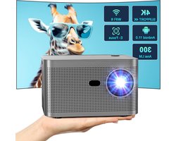 Trapeziumcorrectie Mini-beamer 4K 1080p Full HD 300 ANSI Smart Projector met WiFi6 BT 5.0 - 150 inch Scherm - Draagbare Ingebouwde Android OS 11.0 Thuisbioscoopbeamer Mini Beamer